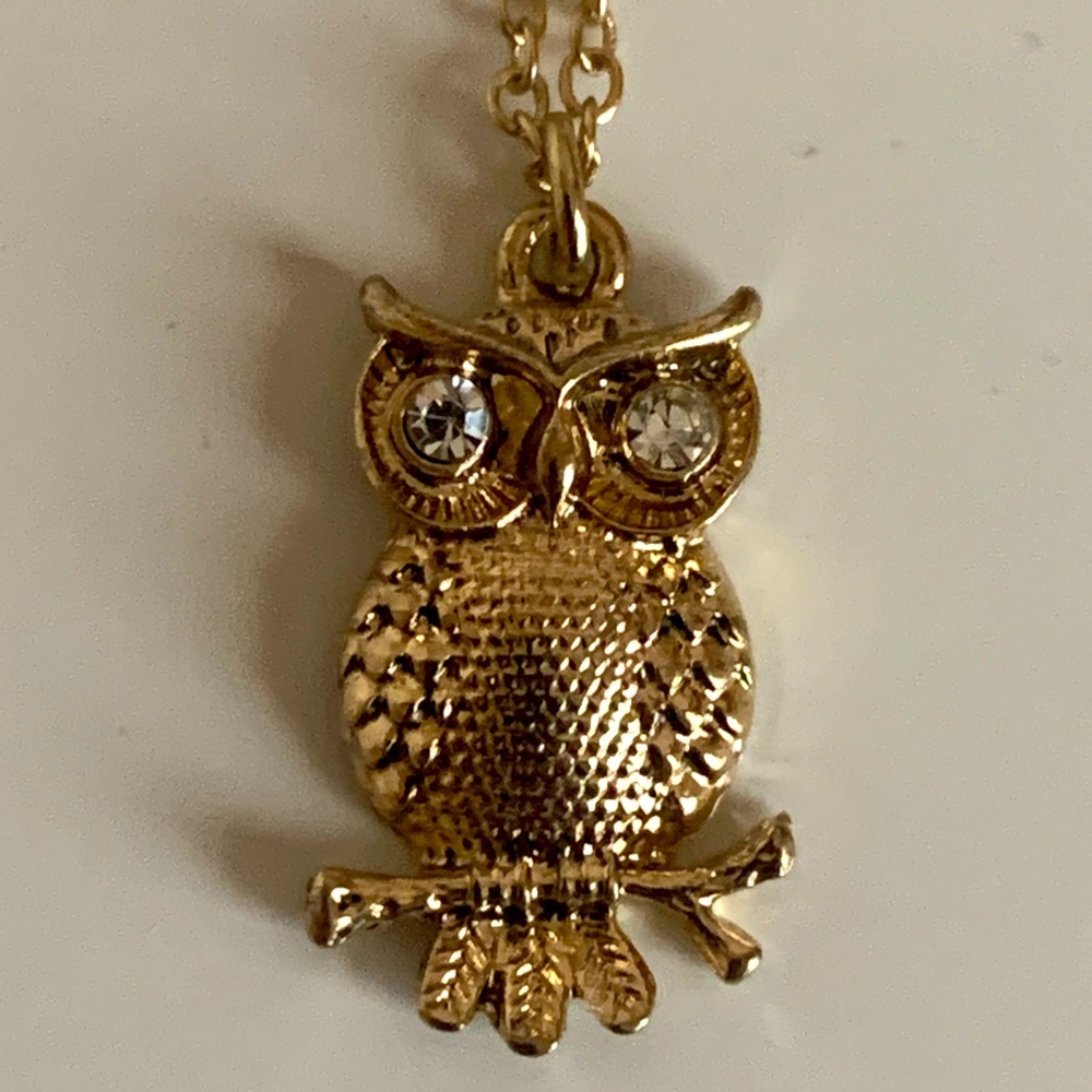 Gold Owl Charm Necklace